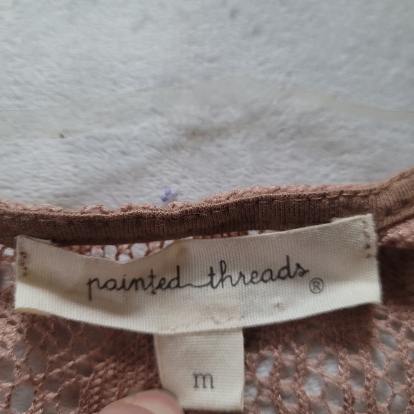 🔵 3/$30 PAINTED THREADS Sleeveless Cardigan Sheer Sweater - Picture 12 of 13